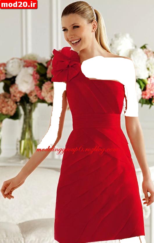 عکس لباس شیک و دخترانه مهمانی مدل های جدید فشن رنگ قرمز مشکی ابی سفید  عکس لباش فشن جذب اندامی مدل 2014