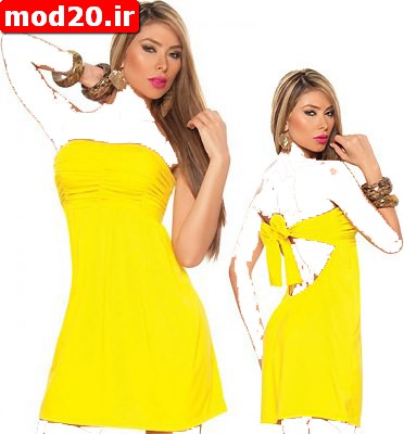 عکس پیراهن های شیک زنانه برای مهمونی مدل جدید امسال رنگ زرد مشکی طوسی
