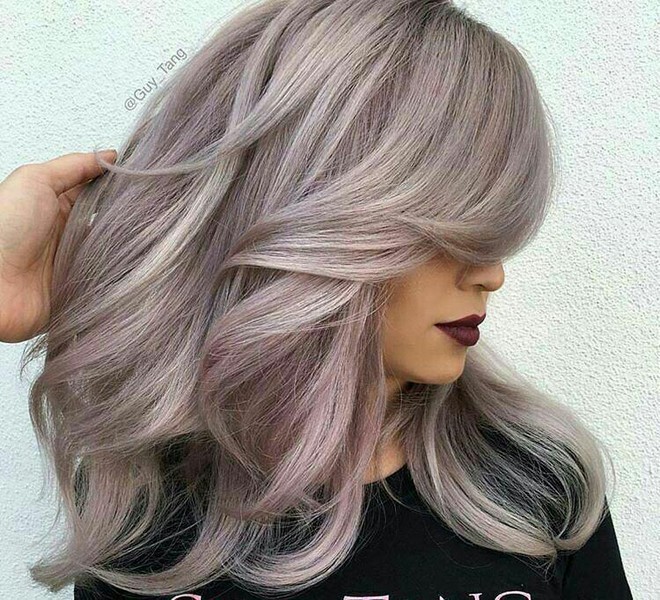 ترکیب رنگ موی سرد خاکستری نقره ای بنفش