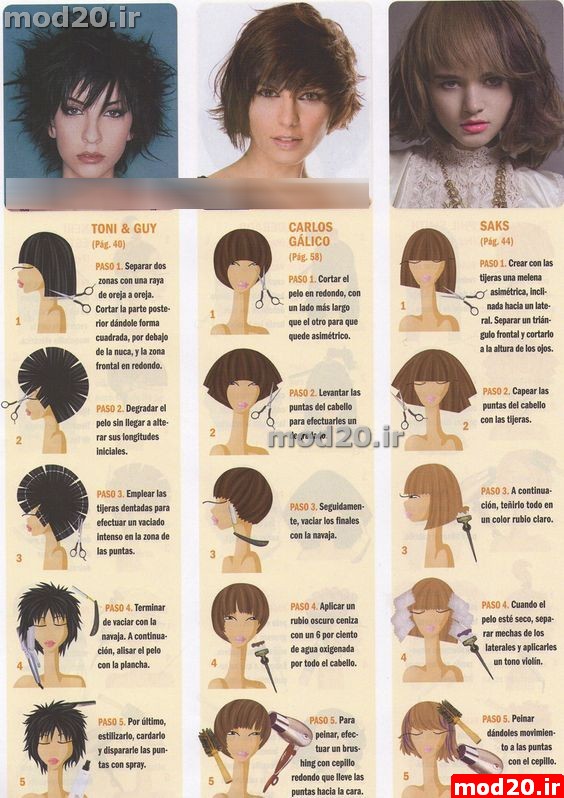 چگونگی کوتاه کردن انواع مو دخترانه 2017 چگونه موهای زنانه و دخترانه زیبا را کوتاه کنیم زاویه و اندازه کوتاه کردن مو