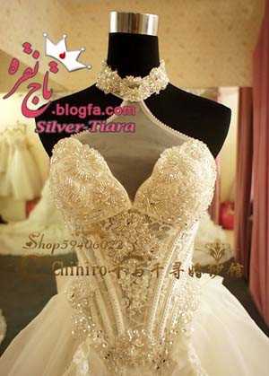 عکس لباس عروس کارشده سنگ دوزی شده مدل جدید 96-95-2016-2017-2018-2014