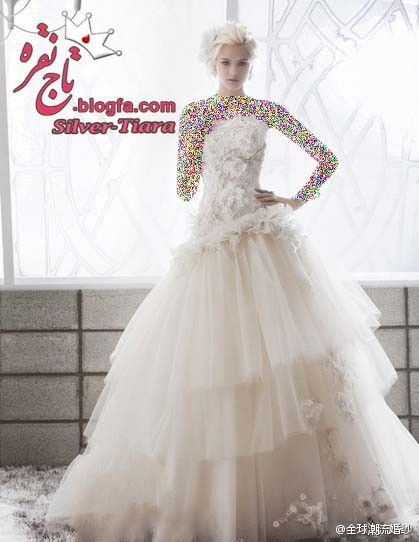 عکس لباس عروس کارشده سنگ دوزی شده مدل جدید 96-95-2016-2017-2018-2014