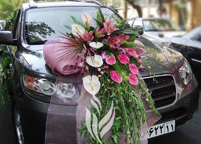 عکس ماشین عروس پژو206 و پرشیا وسمند و بنر و بی ام و با طرح گل و نقاشی و روبان